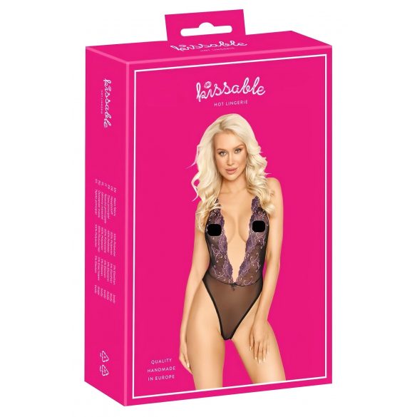 Kissable - body rose brodé (noir) - L/XL