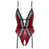 Abierta Fina - body ouvert avec porte-jarretelles (noir-rouge)