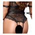 Cottelli Bondage - body en dentelle ouvert (noir) - M