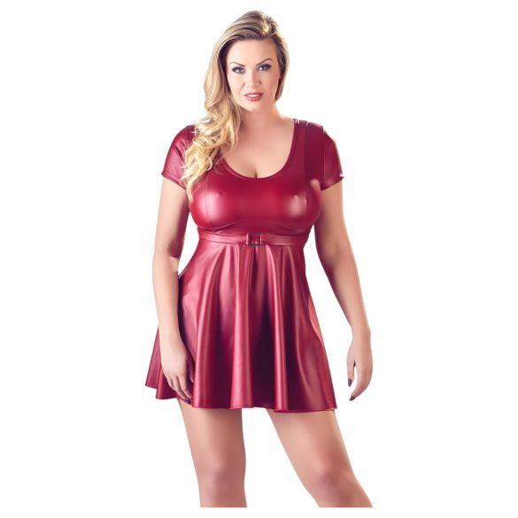 Cottelli Plus Size - mini šaty áčkového střihu (vínová)  - XL