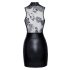 Noir - robe courte brillante avec top transparent (noir) - M