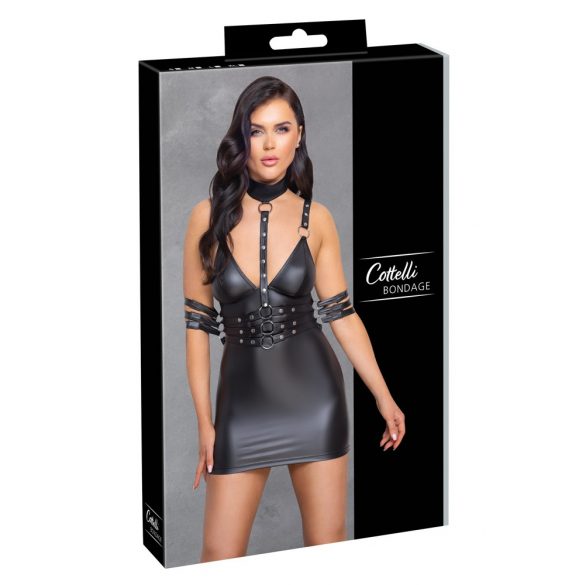 Cottelli Bondage - robe mini brillante à collier (noir) - M