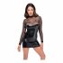 Noir - Sheer Top Glossy Dress (Black)  - L