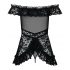 Obsessive Flores - nuisette fleurie avec string (noir) - L/XL