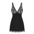 Obsessive Luvae - nuisette florale à strass avec string (noir) - L/XL