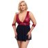 Cottelli Bondage Plus Size - diep decolleté babydoll (rood-zwart)