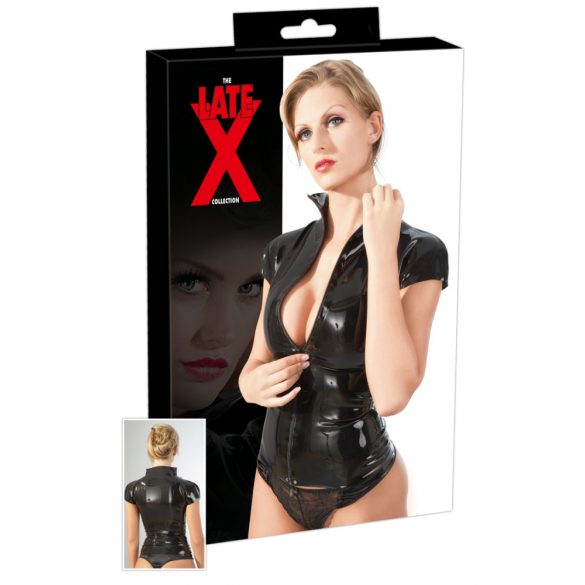 LATEX - haut à manches courtes zippé (noir) - M