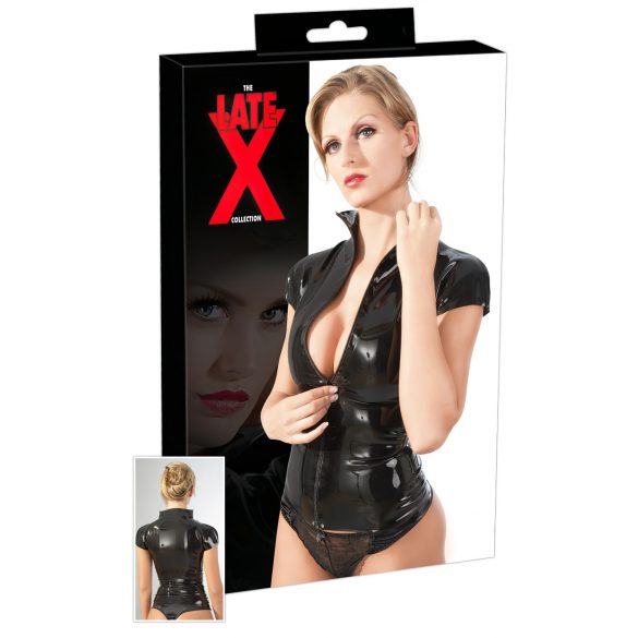 LATEX - haut à manches courtes zippé (noir) - 2XL