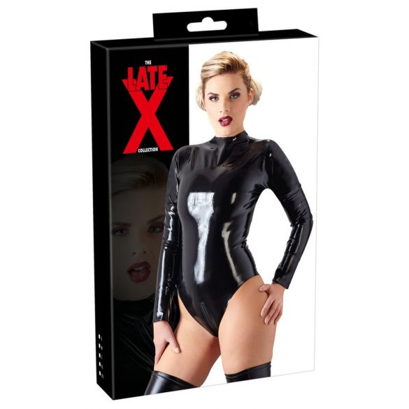 LATEX - dámské body s dlouhým rukávem (černé)  - M