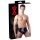 LATEX - mannen slip met interne conische anale dildo (zwart) - XL