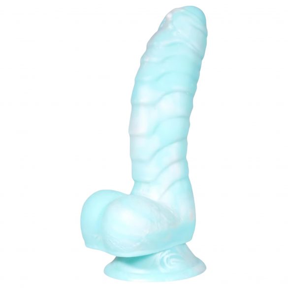 Serpent de Mer OgazR - godemichet adherent à stries - 17 cm (bleu-blanc)