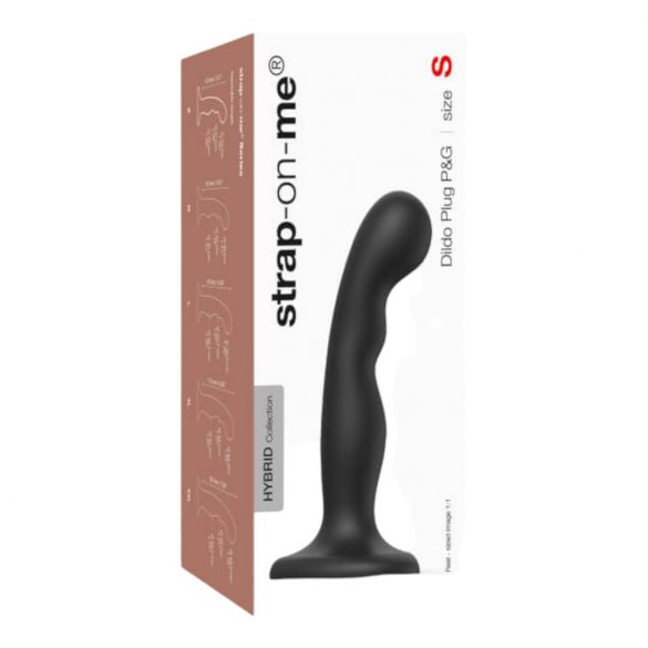 Strap-on-me P&G S - gebogen dildo met voet (zwart)