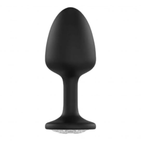 Dorcel Geisha Plug Diamond M - anální dildo s bílým kamenem (černé)