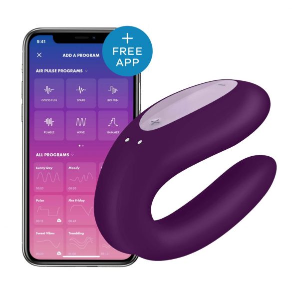 Satisfyer Double Joy - vibromasseur couple intelligent, rechargeable, étanche (violet)