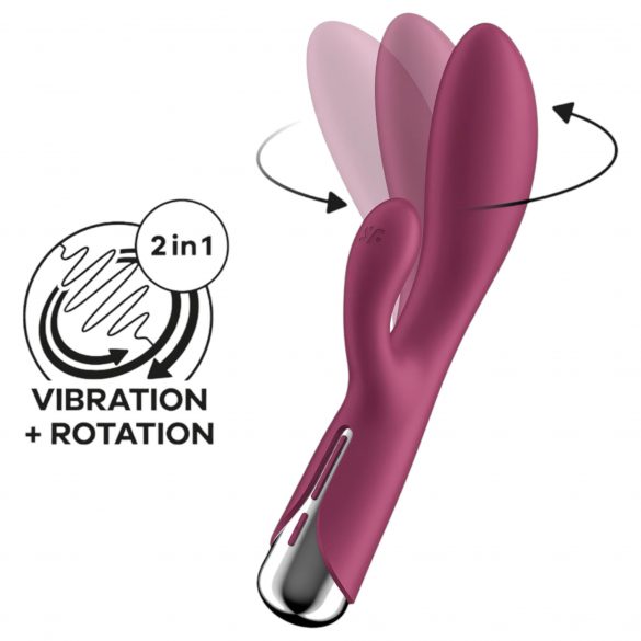 Satisfyer Spinning Rabbit 1 - Rotační vibrátor s rotující pákou (červený)