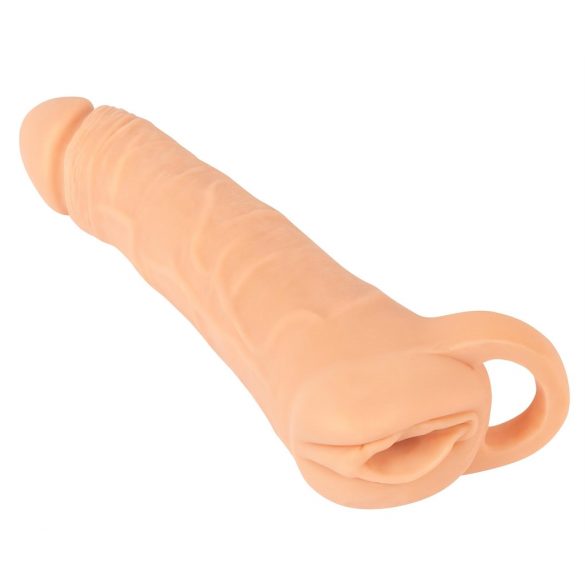 Nature Skin - 2v1 umělá kundička a návlek na penis - 23cm (přírodní)