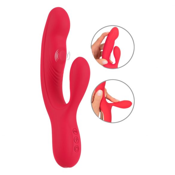 Lapin Sourire Thumping - vibromasseur rechargeable à 3 moteurs (rouge)