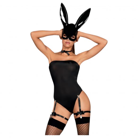 Obsessive OB7008 Sexy Bunny - kostým zajíčka (černý)  - L/XL