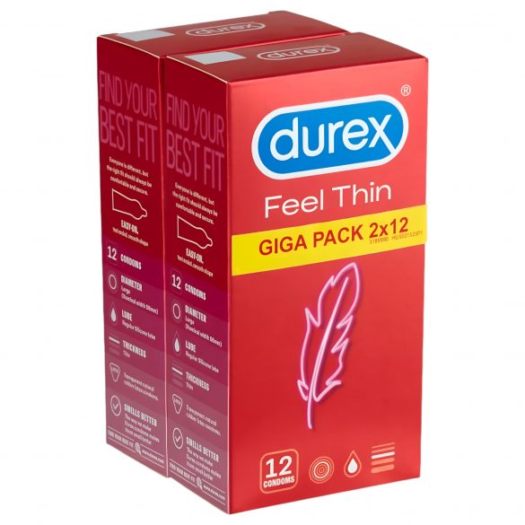 Durex Feel Thin - balení kondomů s pocitem života (2x12ks)