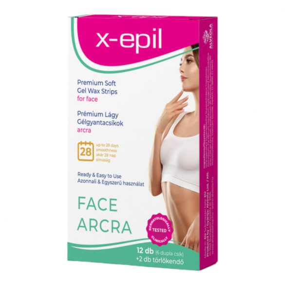 X-Epil - Bandes de cire gel premium prêtes à l'emploi (12 pièces) - visage