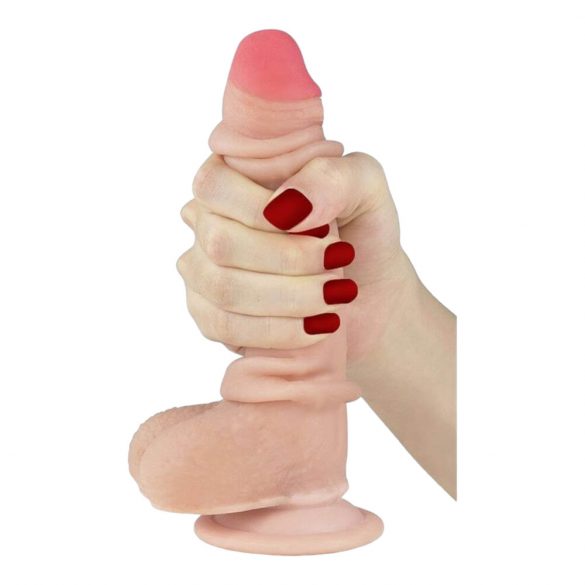 Lovetoy Sliding-Skin - Dildo à ventouse, double couche - 18 cm (naturel)