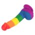 Lovetoy Prider - realistické tekuté silikonové dildo - 19 cm (duhové)