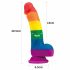 Lovetoy Prider - dildo réaliste en silicone liquide - 19 cm (arc-en-ciel)