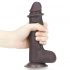 Lovetoy Sliding-Skin - dvouvrstvé dildo s lepicí podložkou - 18 cm (hnědé)