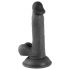 Mr. Rude - připínací dildo s varlaty - 17 cm (černé)