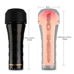   Tracys Dog Cup - masturbátor realistická vagína v pouzdře (černo-tělová barva)