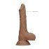 RealRock Dong 9 - realistické dildo s varlaty (23 cm) - tmavě přírodní