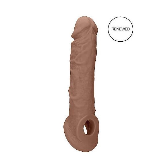 RealRock Penis Sleeve 8 - návlek na penis (21cm) - tmavě tělová barva