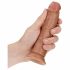 RealRock Curved - zakřivené realistické dildo se svorkou - 15,5 cm (tmavě přírodní)