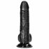 RealRock Curved - připínací, realistické dildo s varlaty - 15,5 cm (černé)