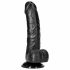 RealRock Curved - připínací, realistické dildo s varlaty - 15,5 cm (černé)