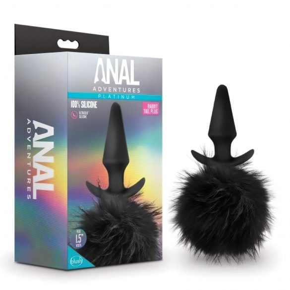 Anal Adventures Platinum - Anální dildo se zaječím ocáskem (černé)