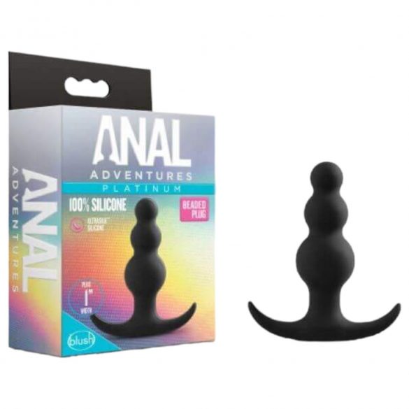 Blush Anal Adventures Platinum Beaded Plug - anální dildo s kuličkami (černé)