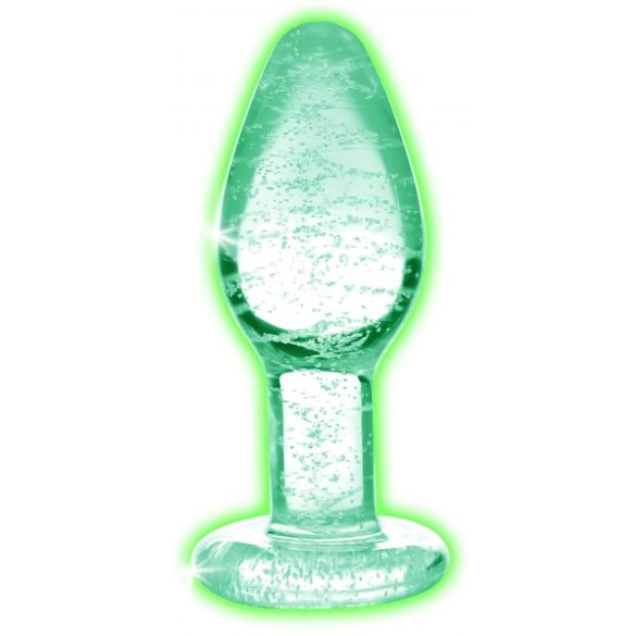 Booty Sparks Glow in the Dark - skleněné anální dildo (průsvitné) - velké