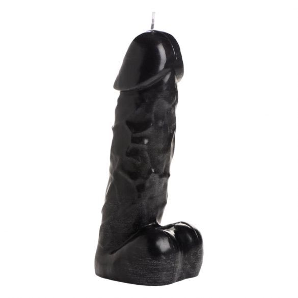 Donkere Pik - lichaamskaars - penis met ballen - zwart (352g)