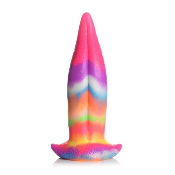 Creature Cocks Tongue - svítící silikonové dildo - 21 cm (duhové)