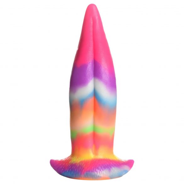 Creature Cocks Tongue - svítící silikonové dildo - 21 cm (duhové)