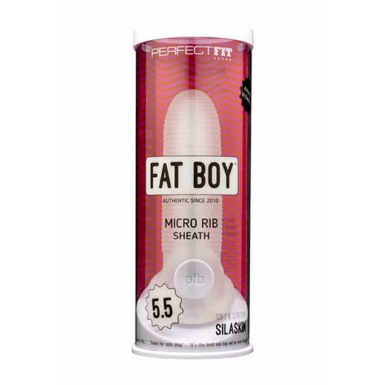 Fat Boy Micro Ribbed - návlek na penis (15 cm) - mléčně bílý