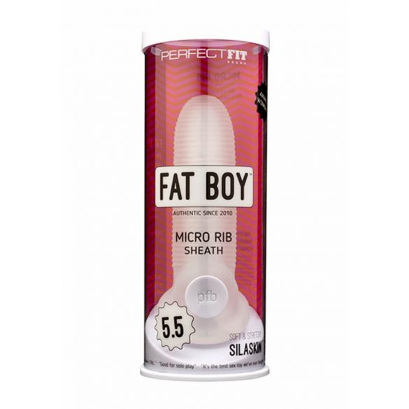 Fat Boy Micro Ribbed - návlek na penis (15 cm) - mléčně bílý