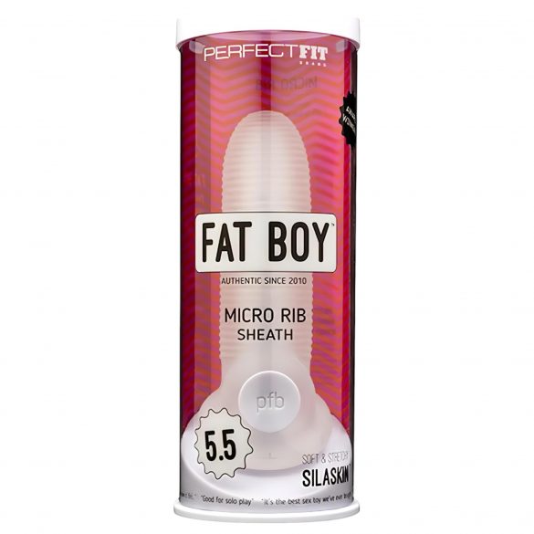 Fat Boy Micro Ribbed - návlek na penis (15 cm) - mléčně bílý