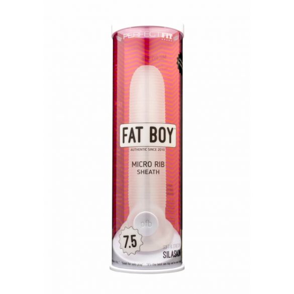 Fat Boy Micro Ribbed - návlek na penis (19 cm) - mléčně bílý