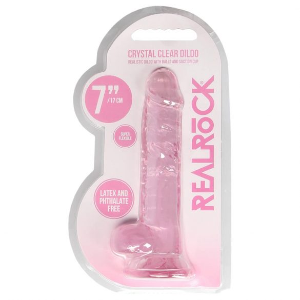 REALROCK - doorzichtige realistische dildo - roze (17cm)