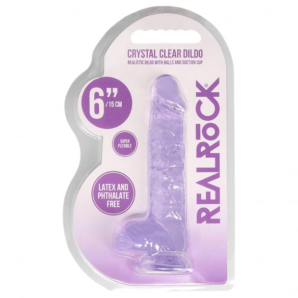 REALROCK - průsvitné realistické dildo - fialové (15cm)