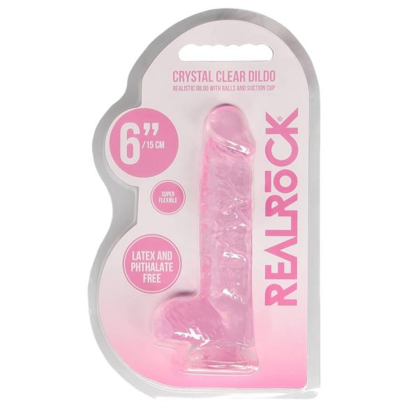 REALROCK - godemichet réaliste transparent rose (15cm)