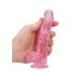 REALROCK - průsvitné realistické dildo - růžové (15cm)