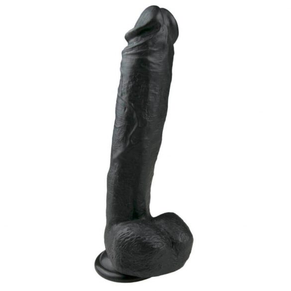 Easytoys - zuignap dildo met testikels (26,5 cm) - zwart